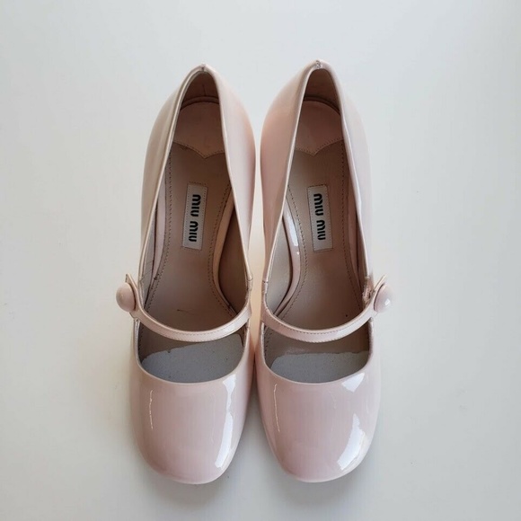 Miu Miu Mary Jane Heel Shoes - Nude Pink - Picture 2 of 8